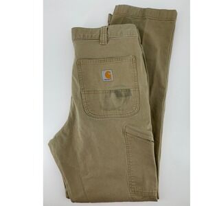 Carhartt Pants Mens 34x34 Tan Rugged Flex Rigby Dungaree Relaxed Work 102291